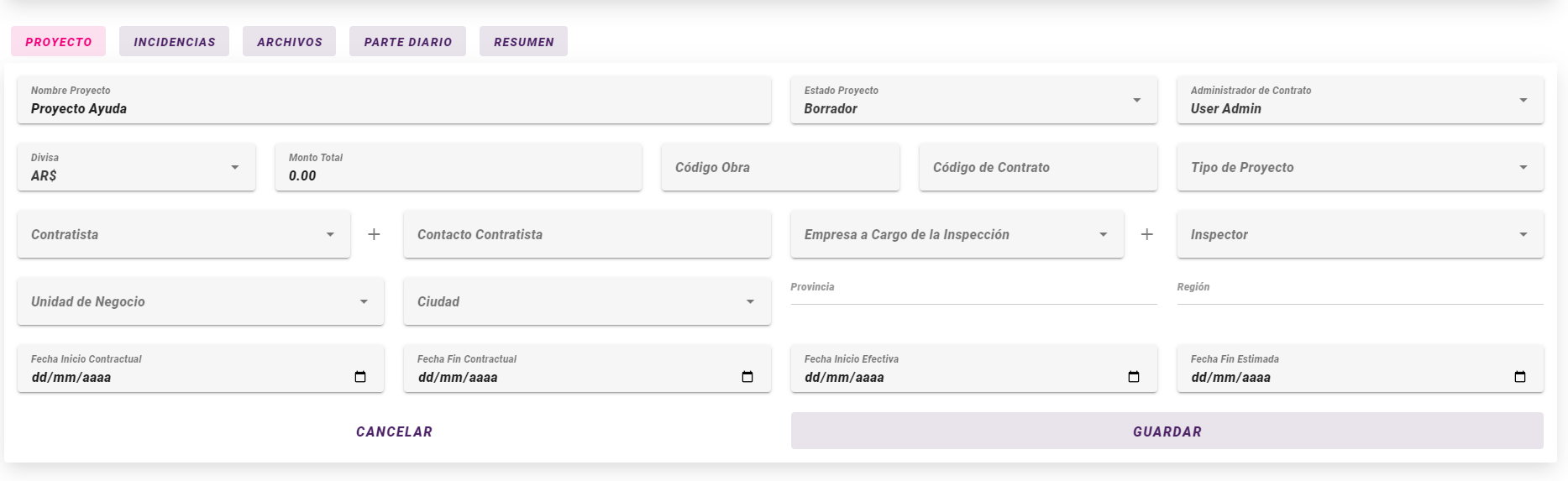Vista de Proyecto